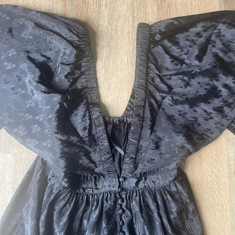 Free People Cha Cha Maxi Dress Black Boho Flutter Sleeve Open Back Sz S - Picture 6 of 8